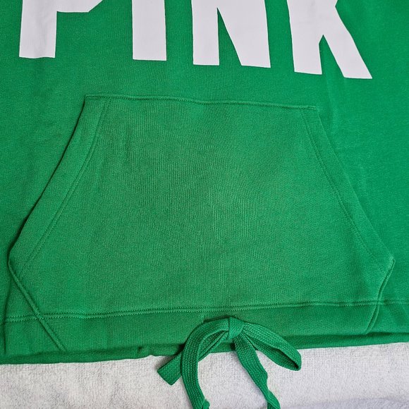 Victoria’s Secret PINK fleece cropped cinched campus hoodie size Medium Green - Picture 5 of 12
